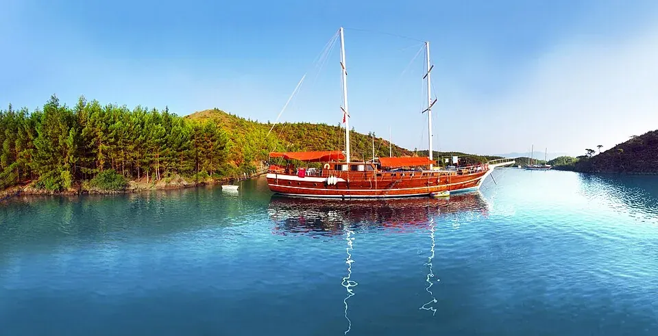 Illustratieve gulet bij İngiliz Limanı, Gökova